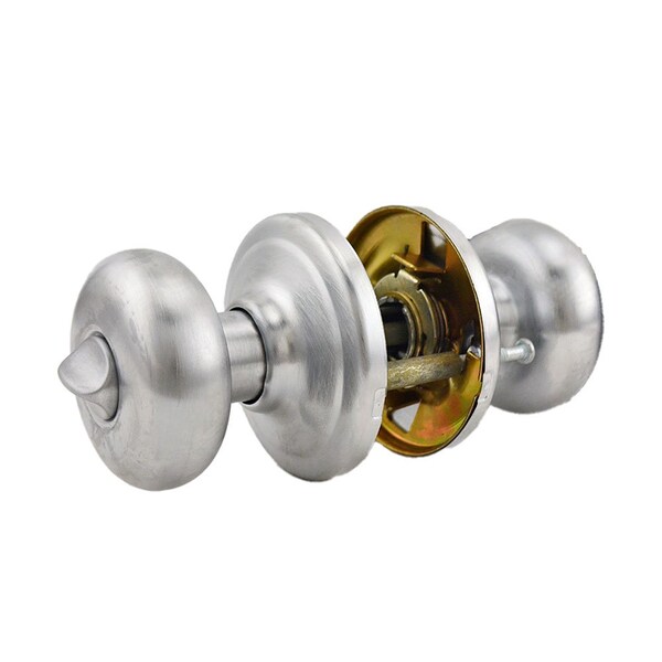 Hancock Knob Privacy Door Lock with New Chassis with 6AL Latch and RCS Strike Satin Chrome Finish